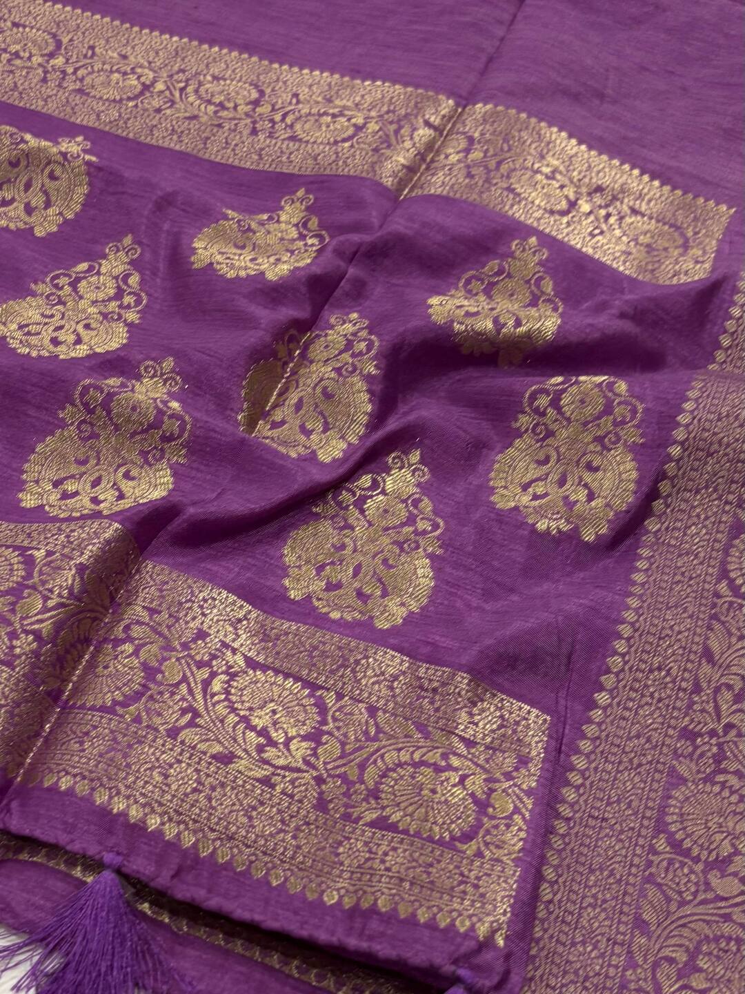 Lavender Purple Cotton Silk Saree