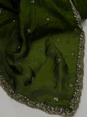 Olive Green Georgette Saree