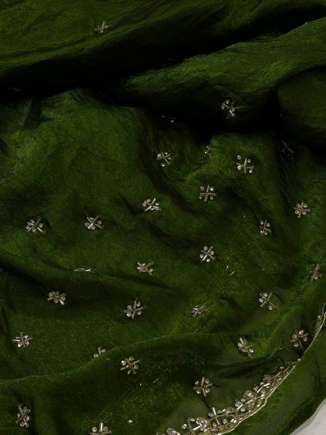 Olive Green Georgette Saree