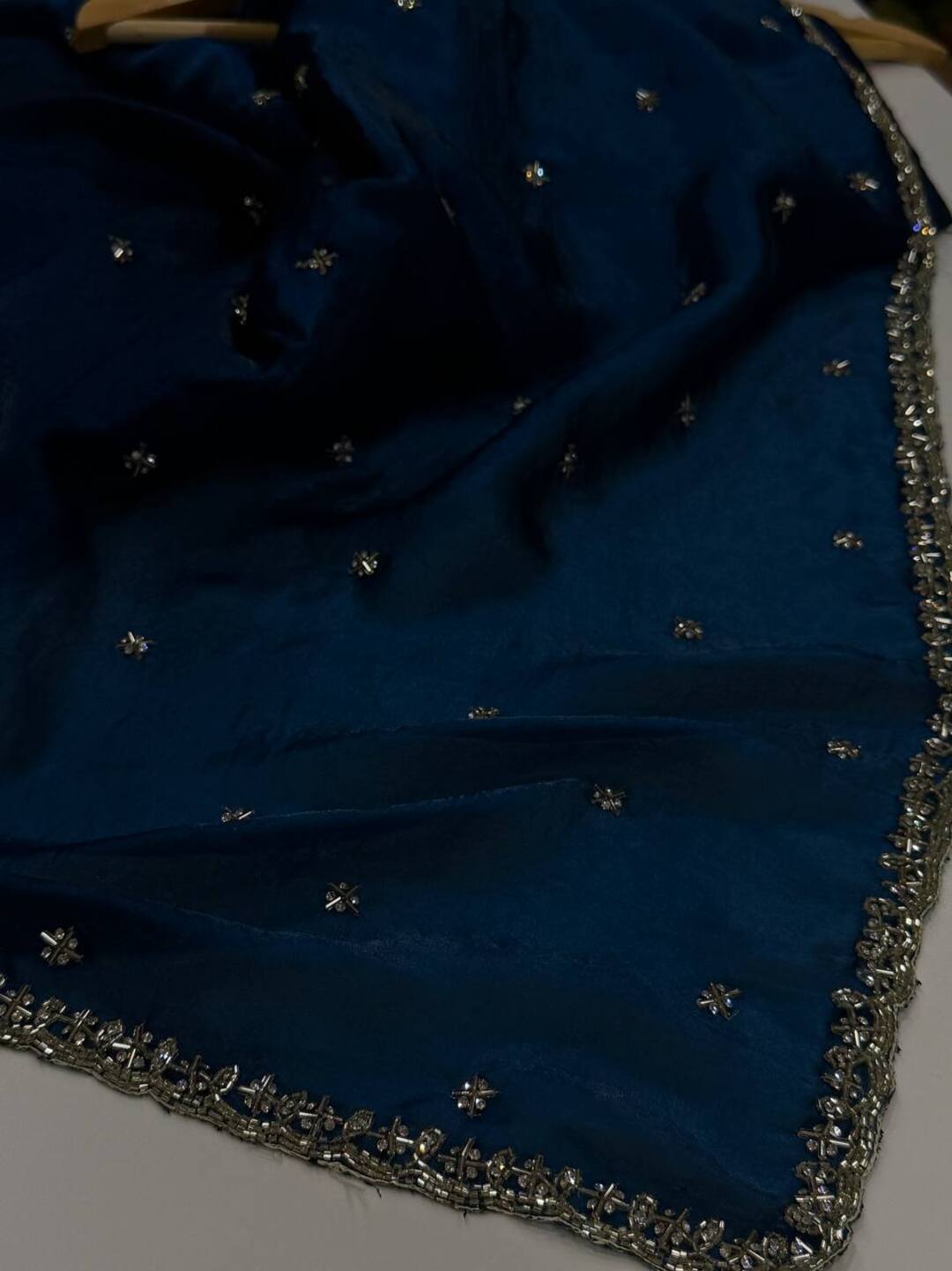 Teal Blue Georgette Saree