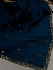 Teal Blue Georgette Saree