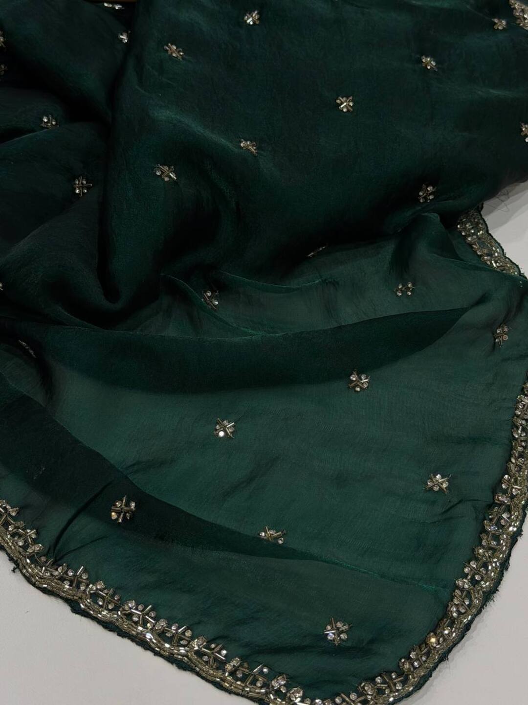 Emerald Green Georgette Saree