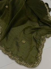 Olive Green Georgette Saree