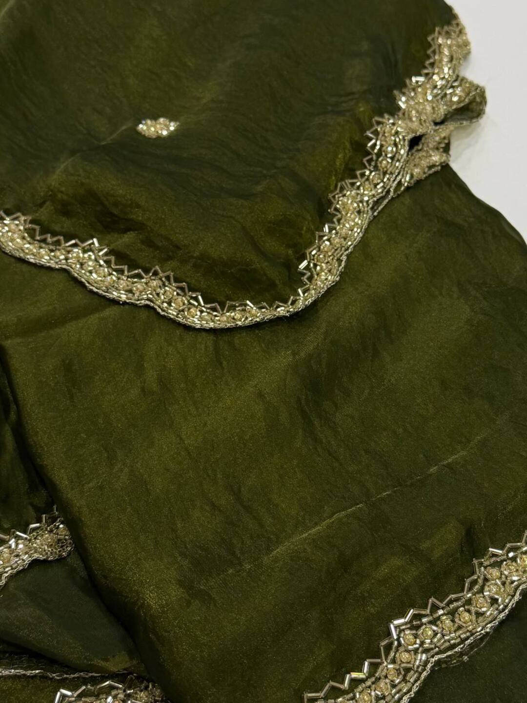 Olive Green Georgette Saree