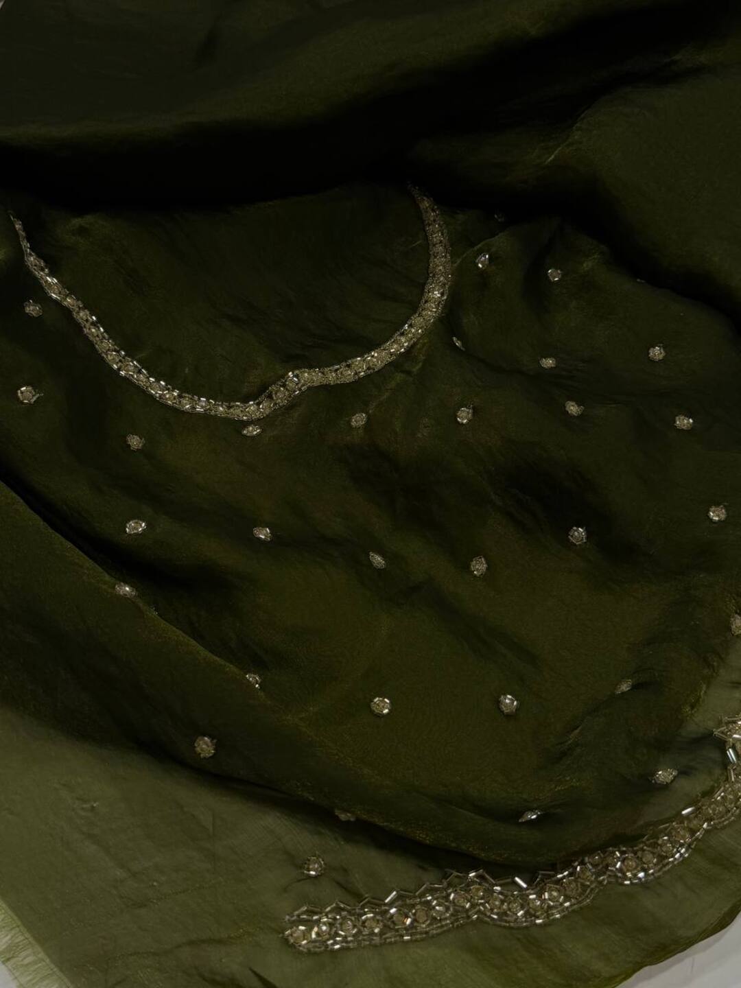 Olive Green Georgette Saree