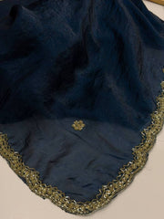 Teal Blue Georgette Saree
