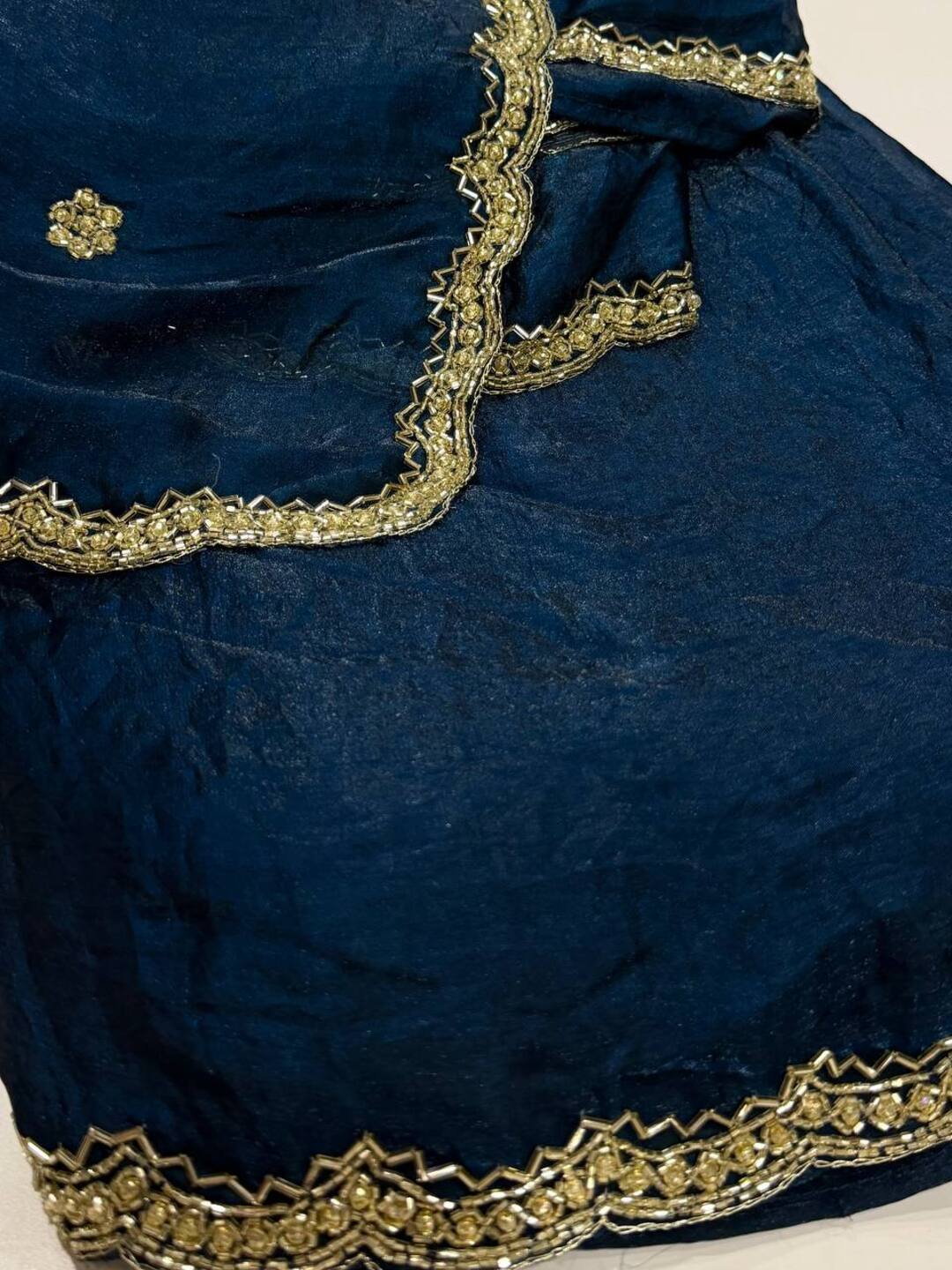 Teal Blue Georgette Saree
