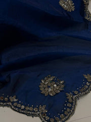 Navy Blue Georgette Saree