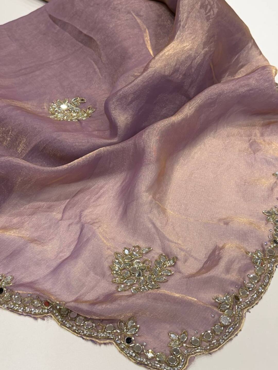 Lavender Purple Georgette Saree