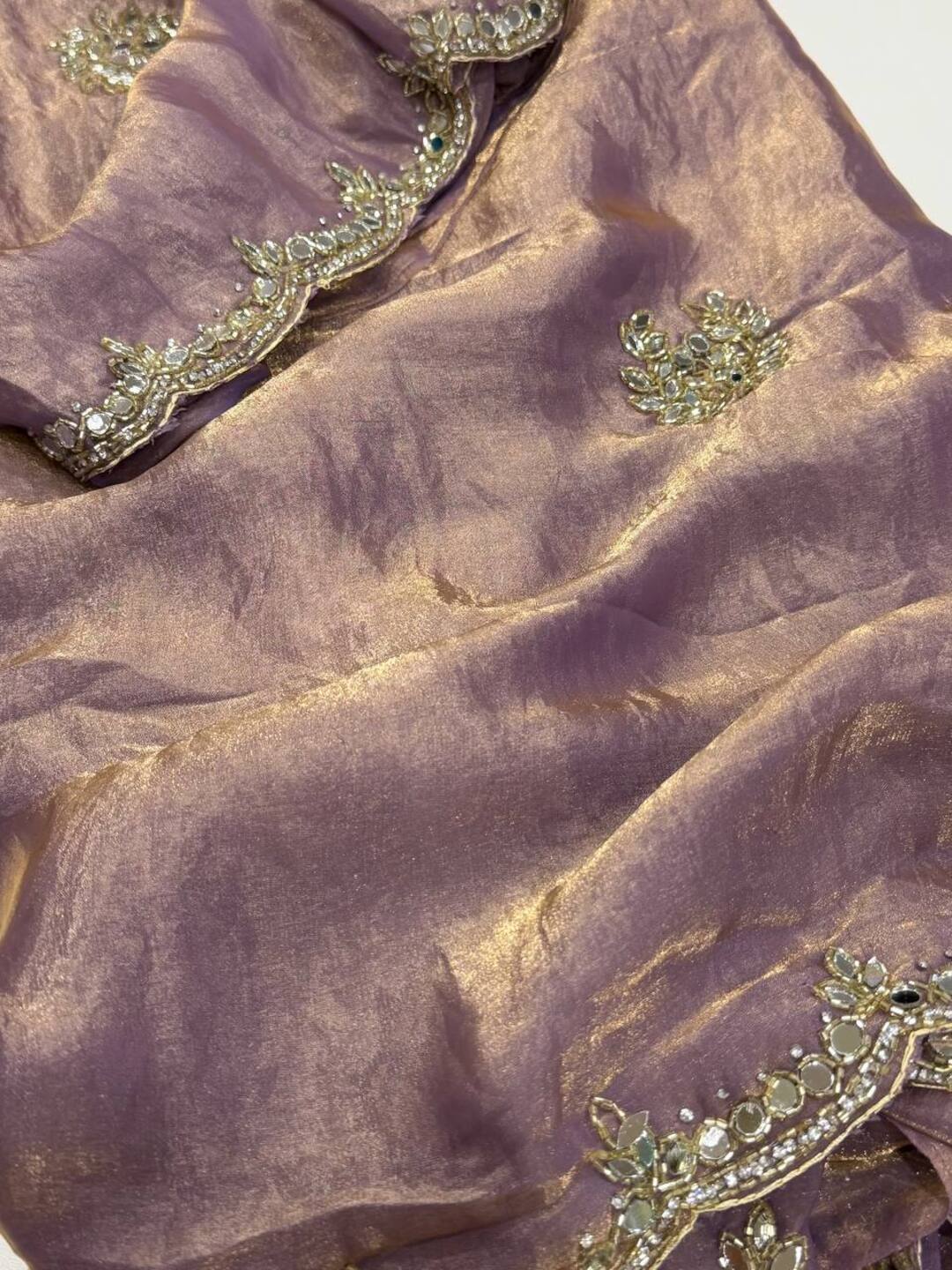 Lavender Purple Georgette Saree