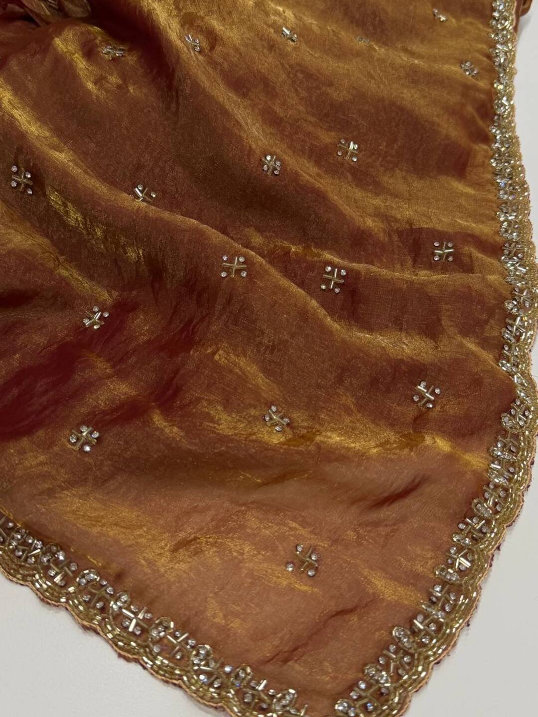 Golden Brown  Georgette Saree