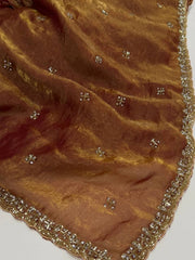 Golden Brown  Georgette Saree