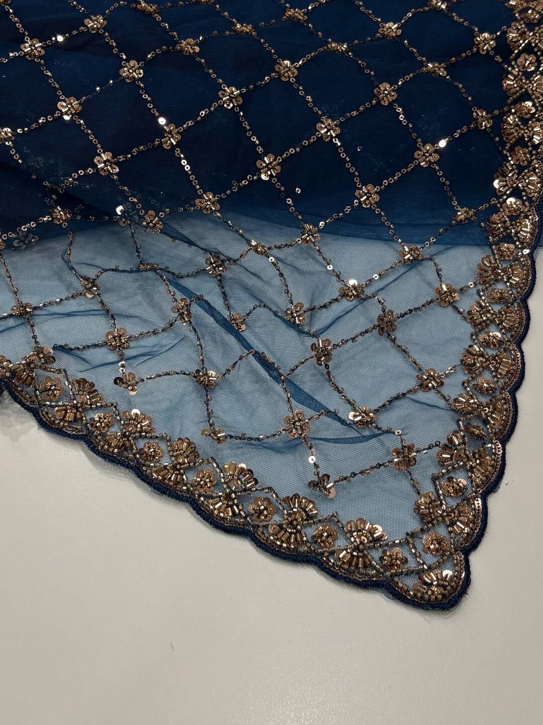 Teal Blue Net Georgette Saree