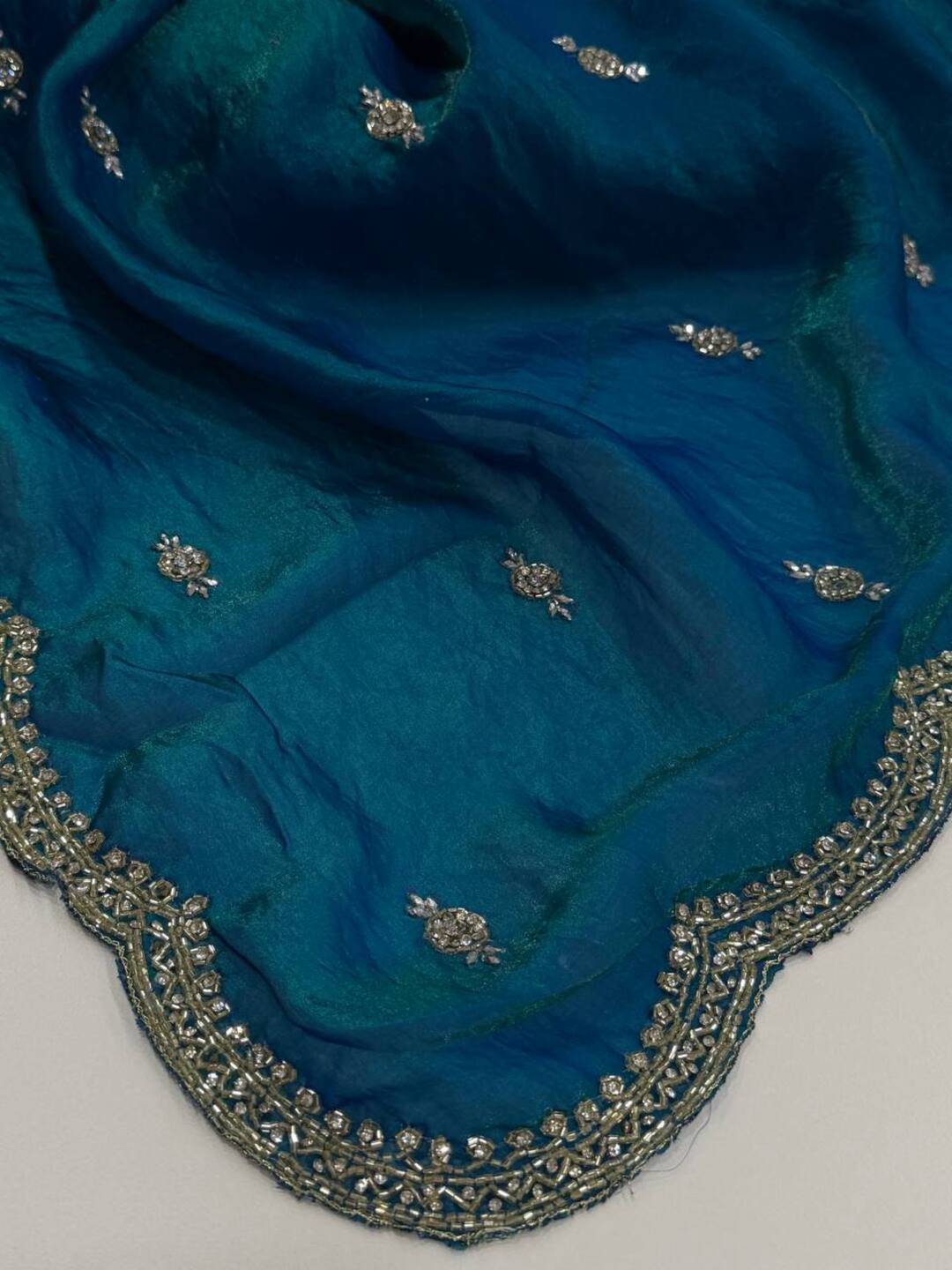 Peacock Blue Georgette Saree