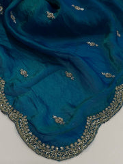 Peacock Blue Georgette Saree