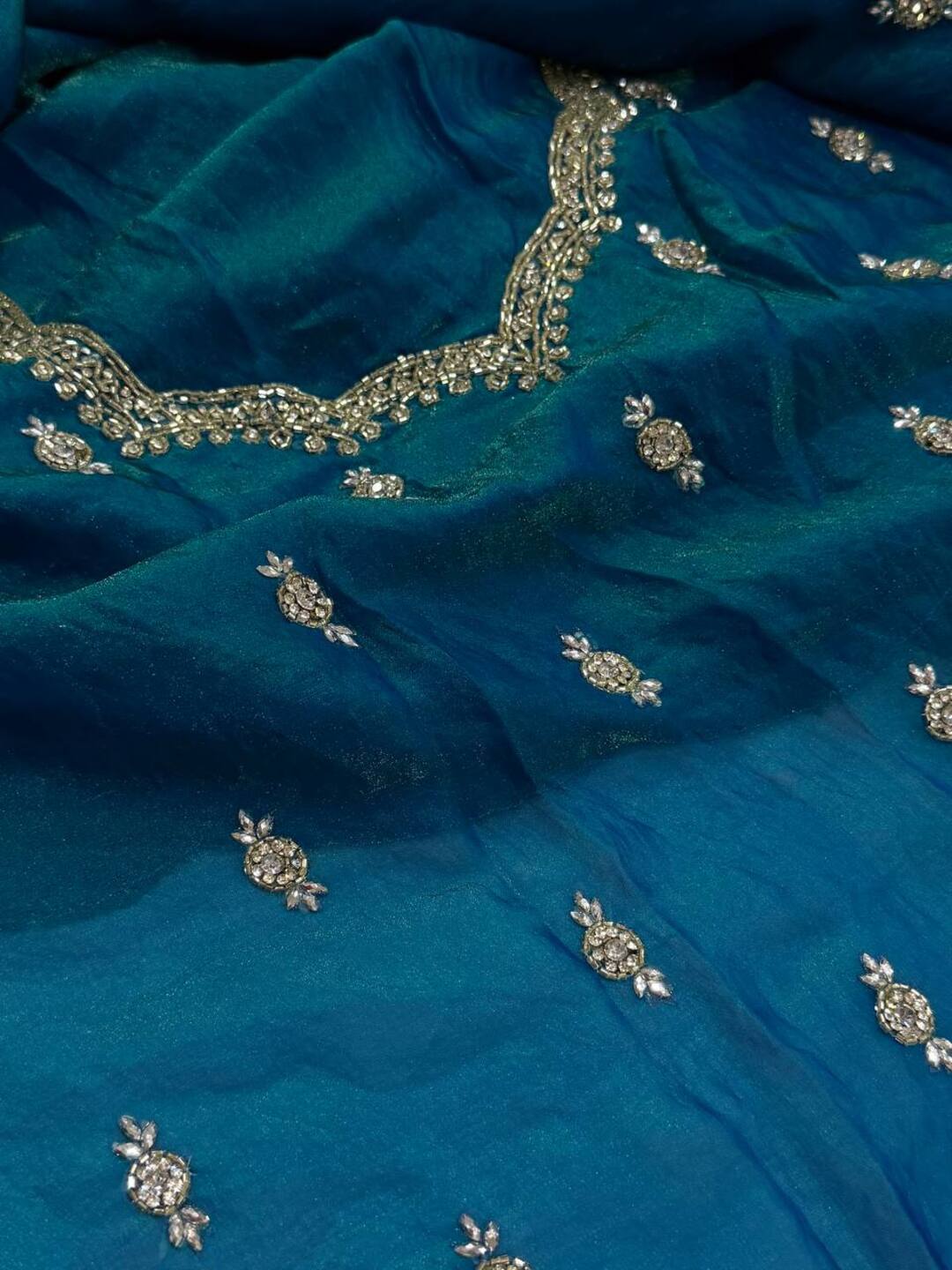 Peacock Blue Georgette Saree