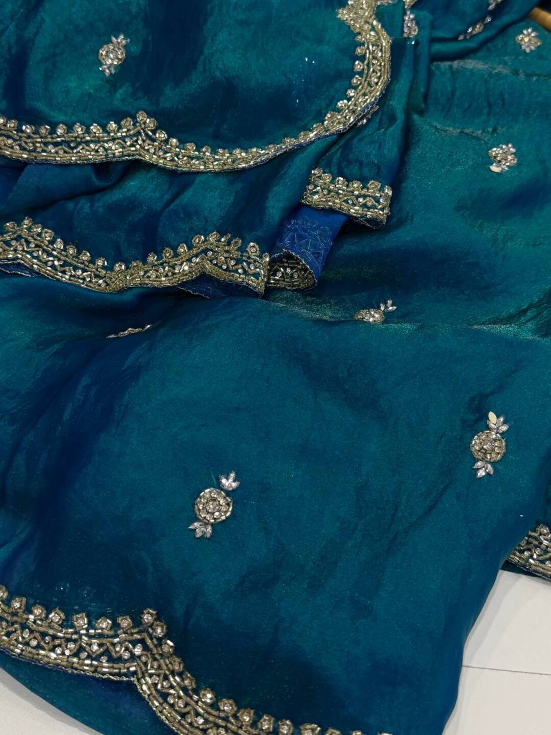 Peacock Blue Georgette Saree