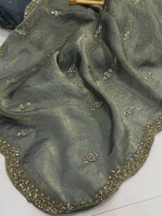 Silver Georgette Saree