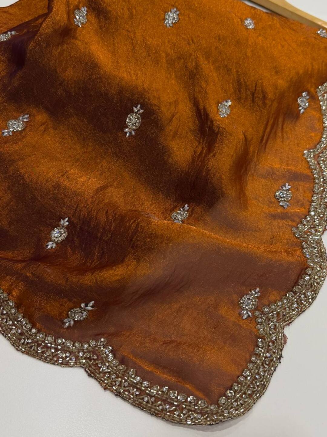 Golden Brown Georgette Saree