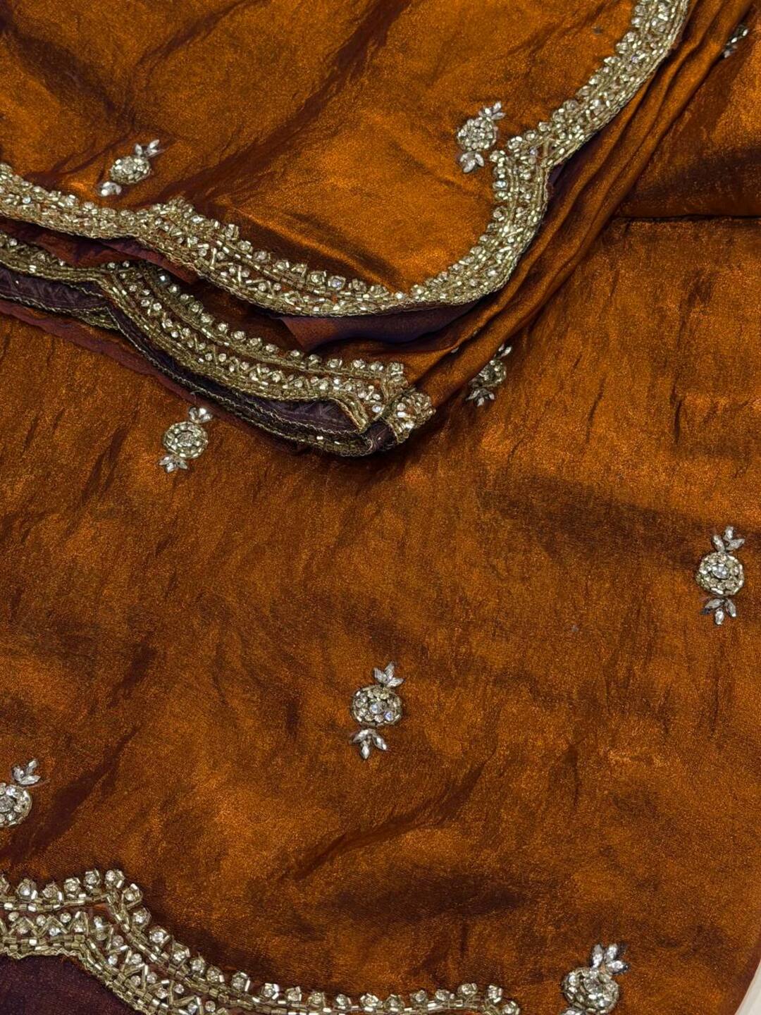 Golden Brown Georgette Saree