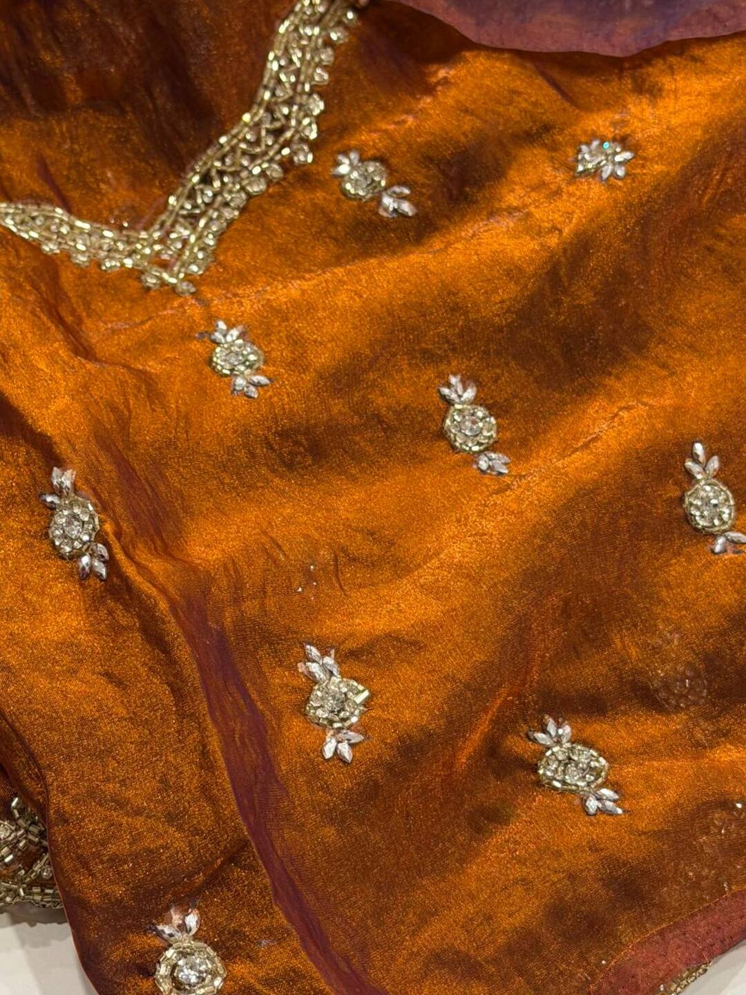 Golden Brown Georgette Saree