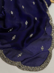 Navy Blue Georgette Saree