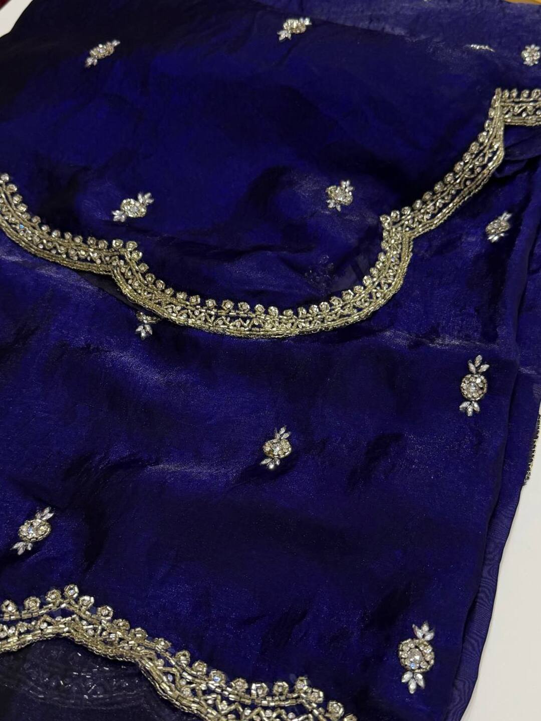 Navy Blue Georgette Saree