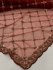 Reddish Brown Net Georgette Saree
