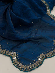 Teal Blue Georgette Saree