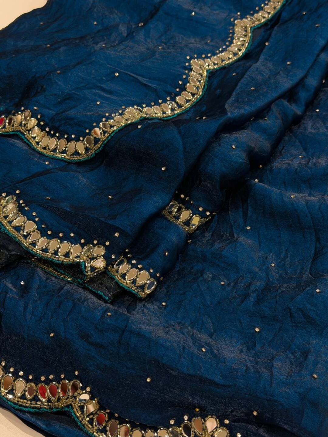 Teal Blue Georgette Saree