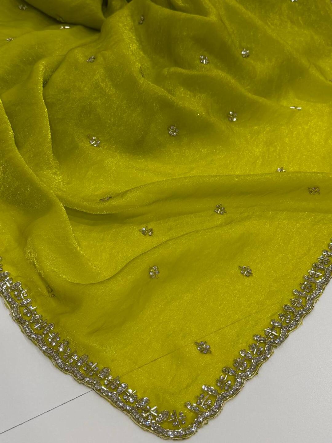 Lime Green Georgette Saree