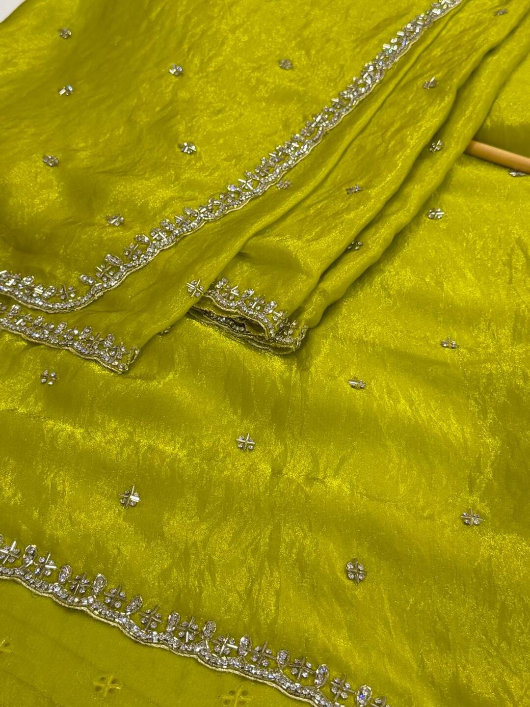 Lime Green Georgette Saree