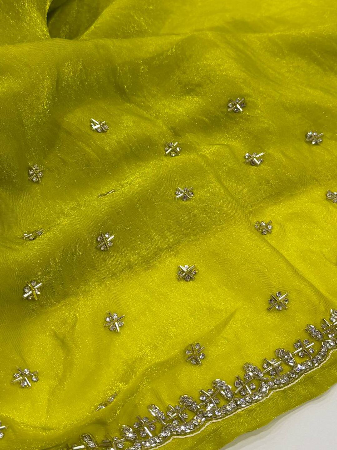 Lime Green Georgette Saree