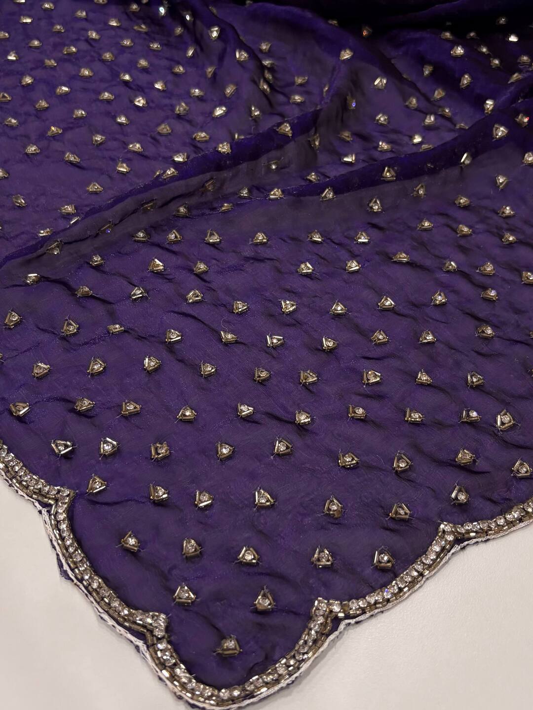 Violet Purple Georgette Saree