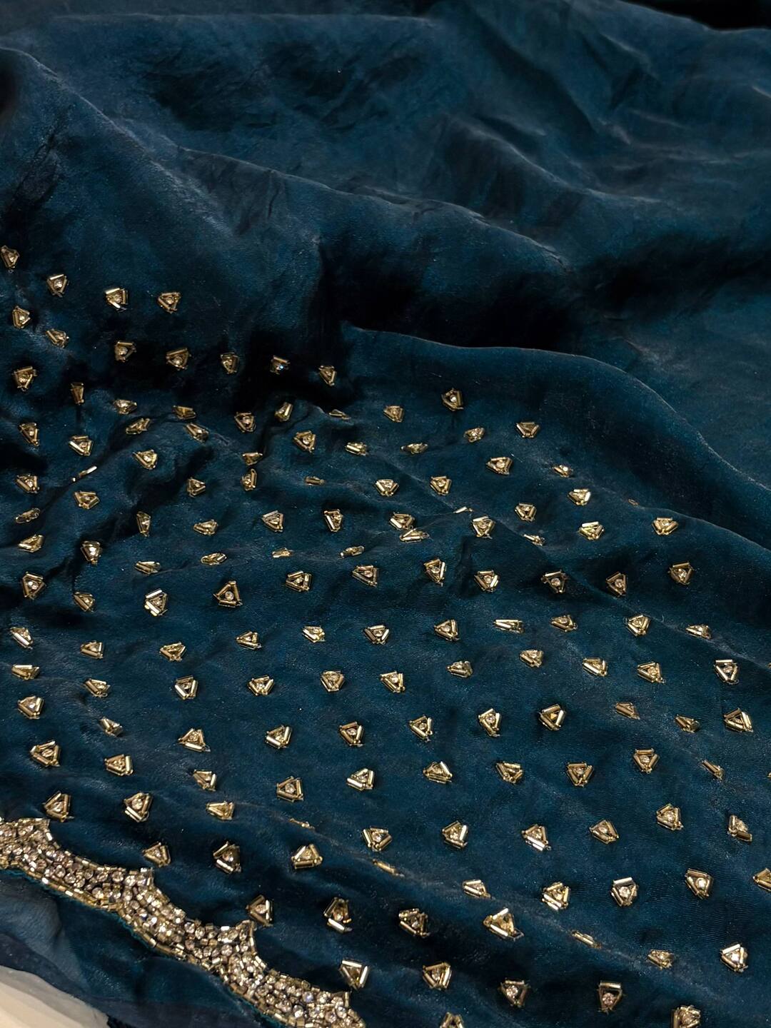 Teal Blue Georgette Saree