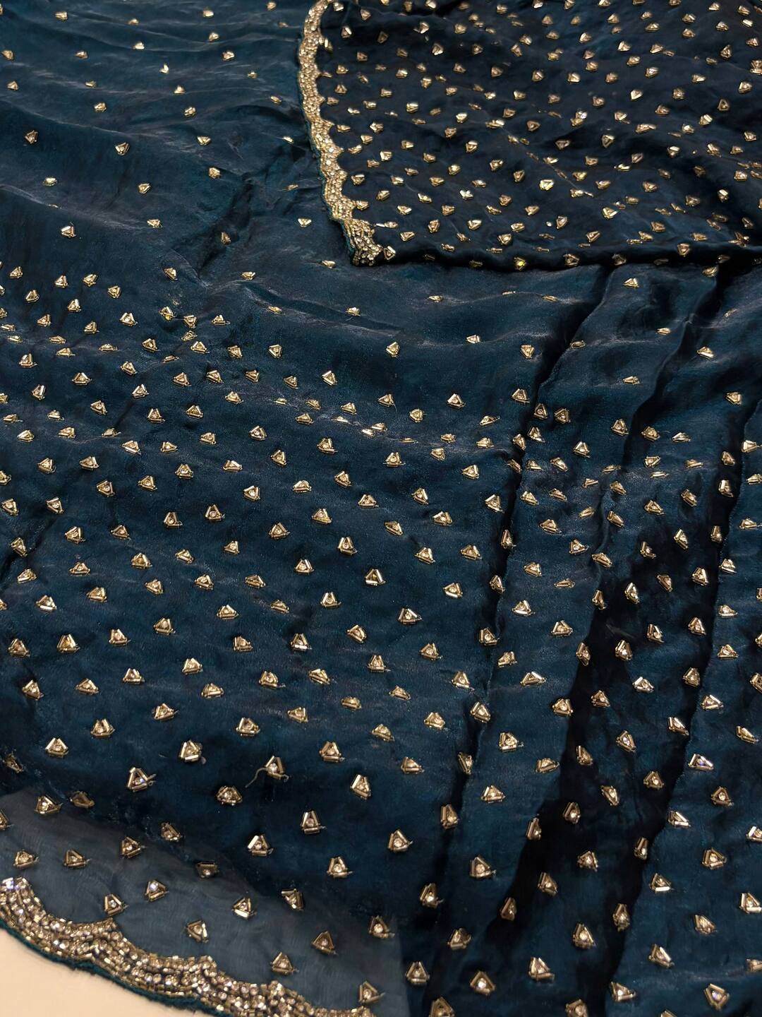 Teal Blue Georgette Saree