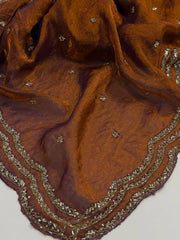 Golden Brown Georgette Saree