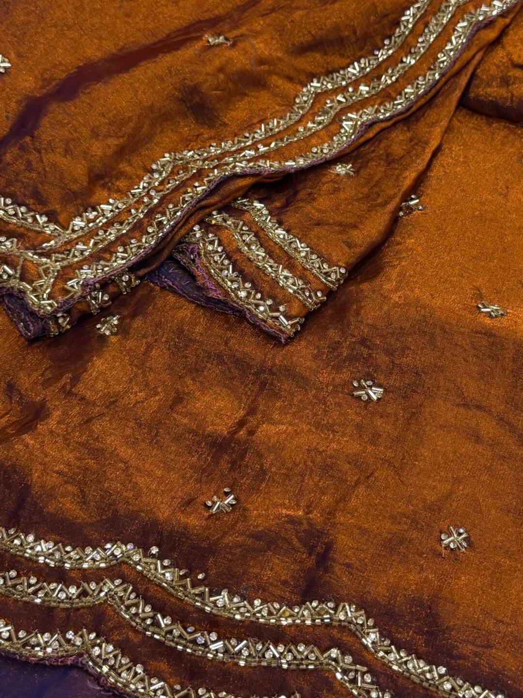 Golden Brown Georgette Saree