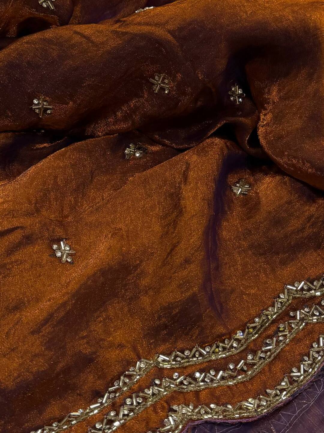 Golden Brown Georgette Saree