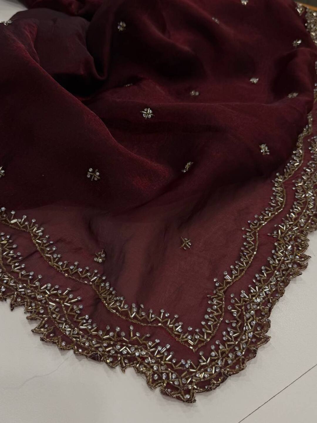 Maroon Georgette Saree