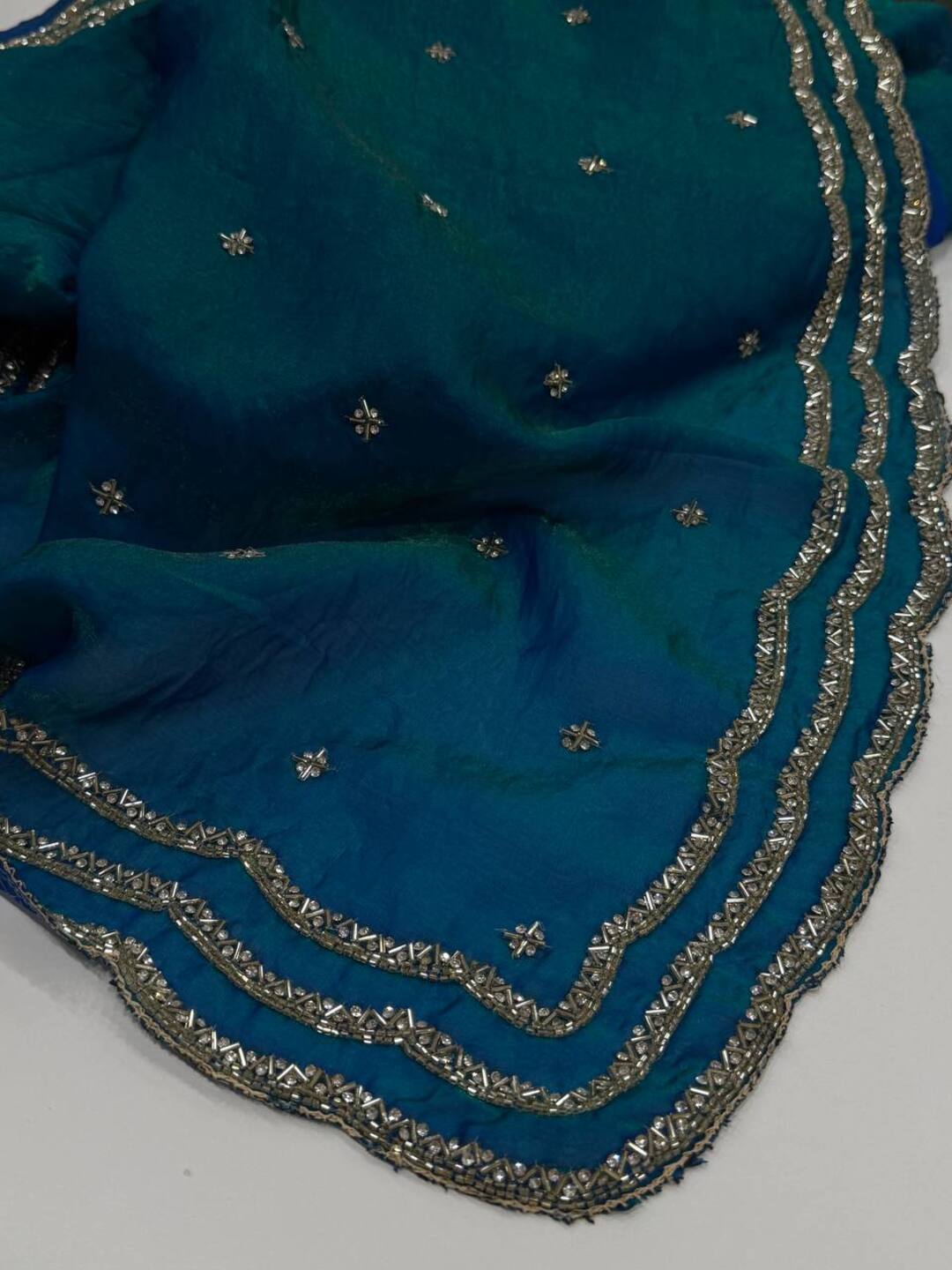 Peacock Blue Georgette Saree