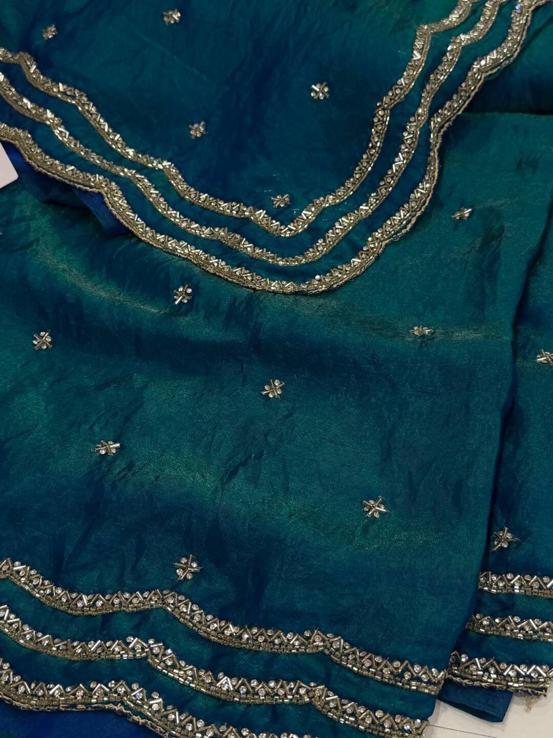 Peacock Blue Georgette Saree
