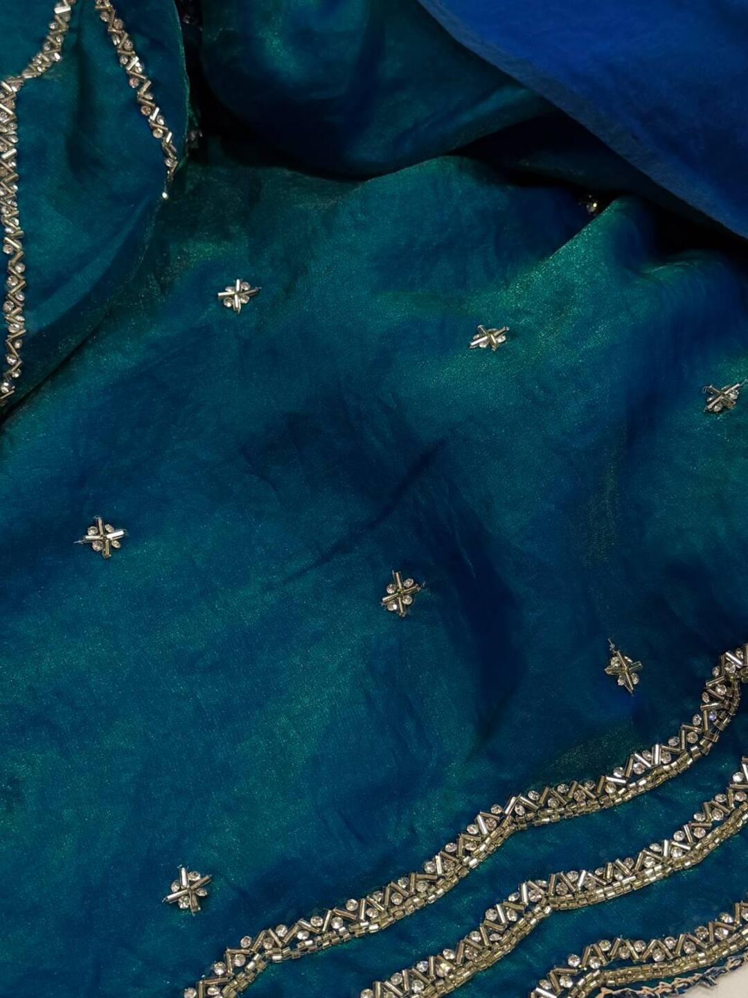 Peacock Blue Georgette Saree