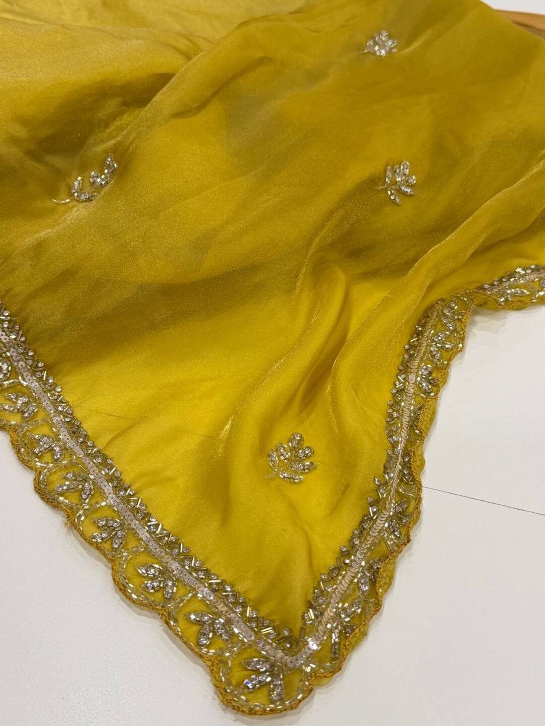 Lime Yellow Georgette Saree