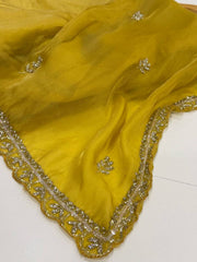 Lime Yellow Georgette Saree