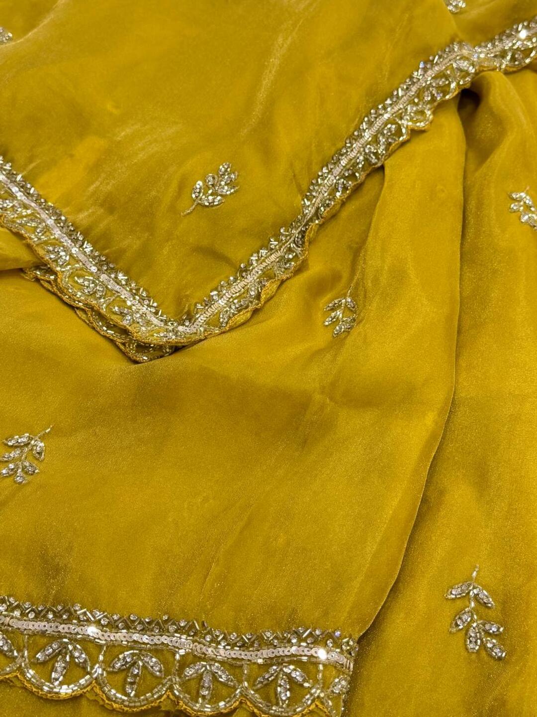 Lime Yellow Georgette Saree
