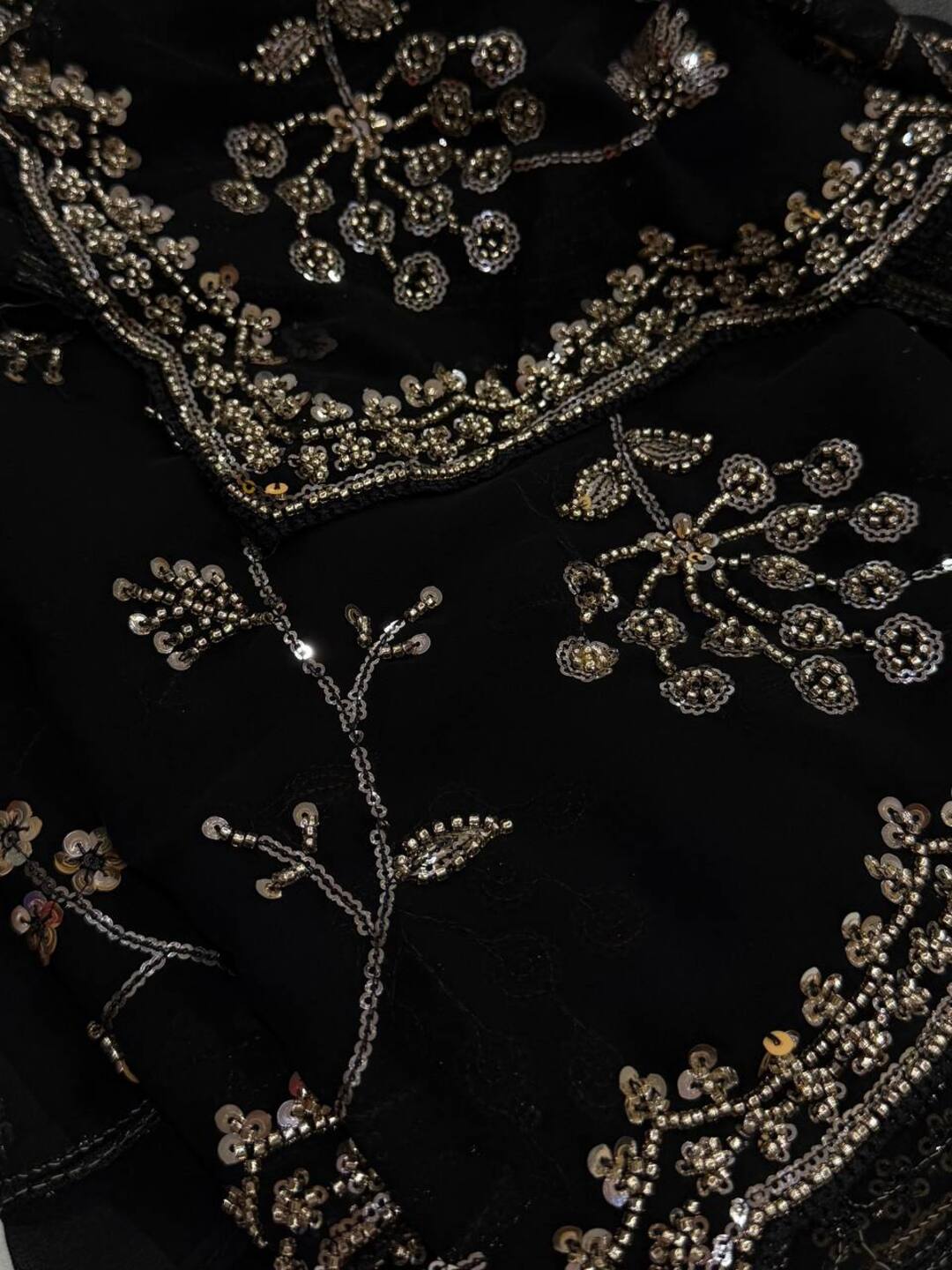 Black Sequinned Handwork Georgette Saree