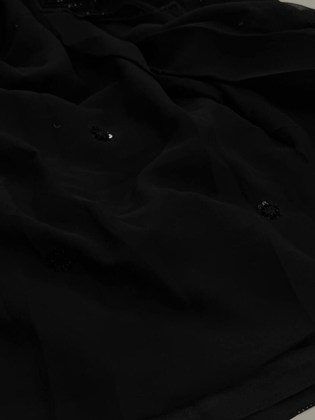 Black Sequinned Handwork Georgette Saree