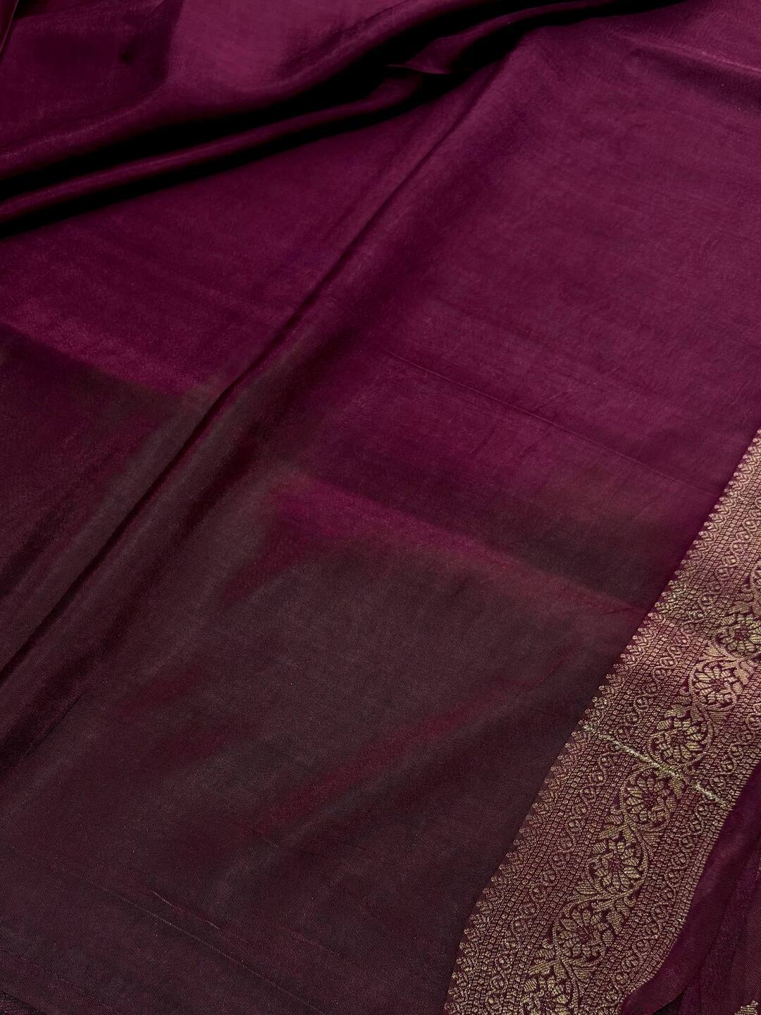 Plum Purple Banaras Chiffon Saree