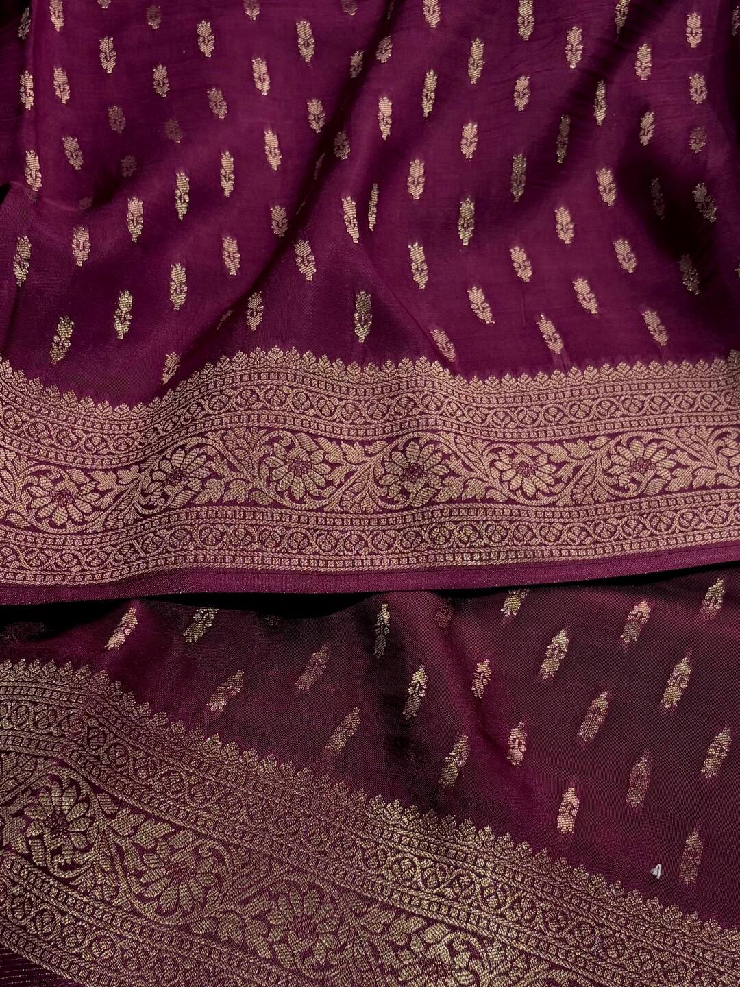 Plum Purple Banaras Chiffon Saree